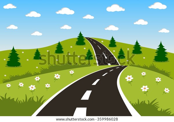 Green Landscape Road Stock Vector (Royalty Free) 359986028