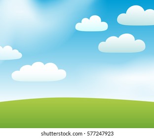 Green Landscape Sky Clouds Vector Illustration Stock Vector (Royalty ...