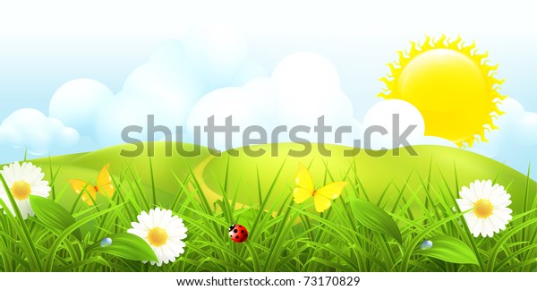 Green Landscape Spring Vector Background Stock Vector Royalty Free 73170829
