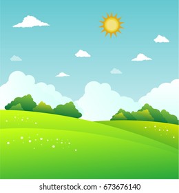 Green Landscape Trees Mountains Vector Stock Vector (Royalty Free ...