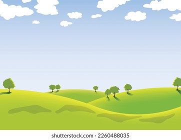 El paisaje verde con la imagen vectorial de los árboles