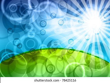 green landscape under the blue sky