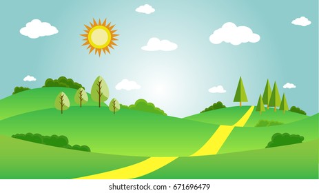 Green Landscape Vector Stock Vector (Royalty Free) 671696479 | Shutterstock