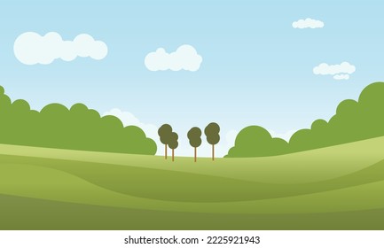 Green landscape vector design illustration.