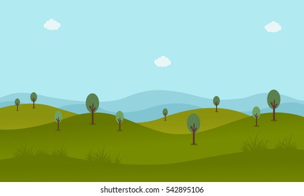Green landscape vector flat illustration
