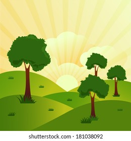 green landscape vector illustration
