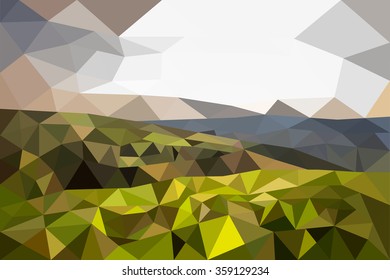 Green landscape view. Mountain view. Field view. Polygonal illustration vector