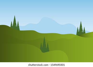 Green lanscape design template. design for web banner or print.