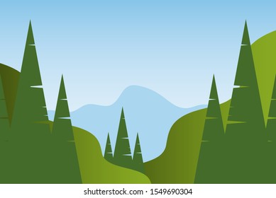 Green lanscape design template. design for web banner or print.