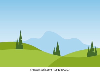 Green lanscape design template. design for web banner or print.