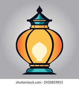 Green lantern arabic ramadan lamp with lantern