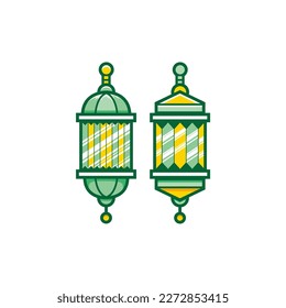 Icono de linterna verde Ramadán y Eid islámico