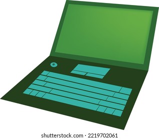 green laptop icon notebook with blue keyboard illustration tablet pc isolated