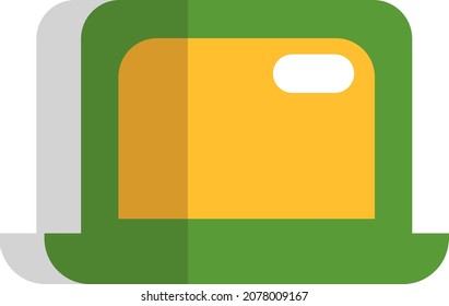 Green laptop, illustration, vector, on a white background.