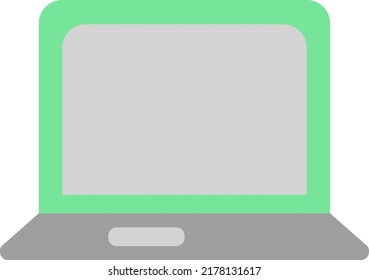 Portátil verde, ilustración, vector sobre fondo blanco.