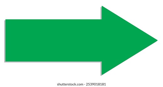 green large forward or right pointing solid long arrow icon sketched as vector symbol