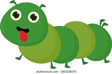 Larva verde, ilustración, vector sobre fondo blanco
