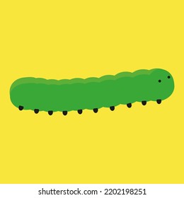 green larva on a yellow background