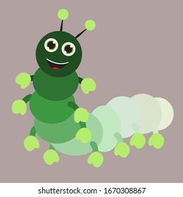 Green larvae, illustration, vector on white background.