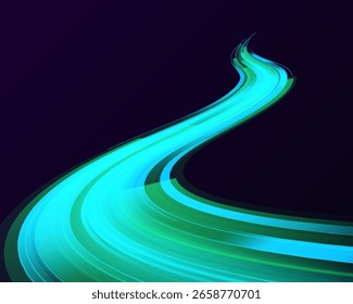 Green laser beams glowing abstract sparkling isolated on transparent background. Dynamic composition of bright lines forming lights track of speed movement.	