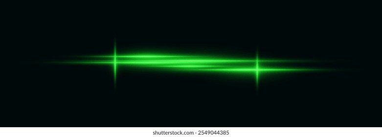 Green laser beams of light, line light effect. Vector EPS10
