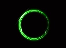 Green Laser Glowing Circle Isolated On A Black Background. Neon Circles. Abstract Vector Illustration.