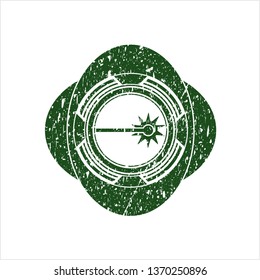 Green laser icon inside distressed rubber texture