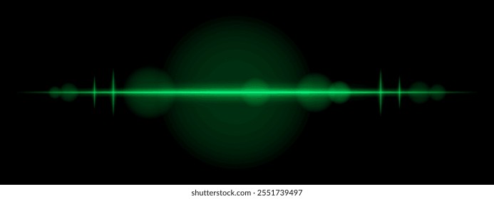 Ícone de linha laser verde. Fino brilho, iluminação vermelha intensa, efeito de feixe futurista, design de luz abstrata, pulso de energia, visual mínimo, decoração de iluminação moderna.