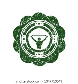 Green lat pull down, exercise icon inside distressed rubber grunge seal