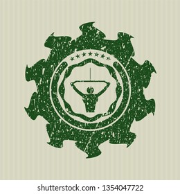 Green lat pull down, exercise icon inside distress rubber grunge texture seal