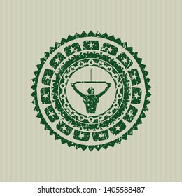 Green lat pull down, exercise icon inside rubber texture