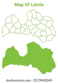 Green Latvia map outline and flat vector illustration