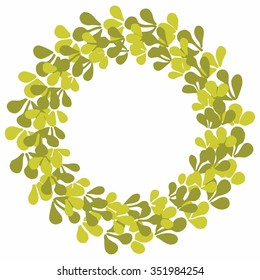 Green laurel vector wreath frame isolated on white background