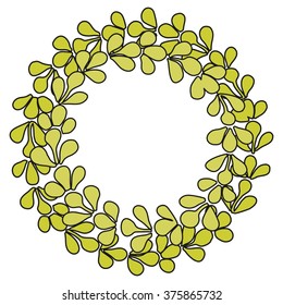 Green laurel vector wreath frame isolated on white background