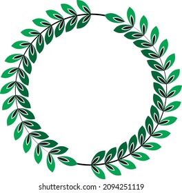 Green laurel wreath isolated on transparent background