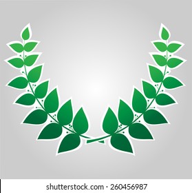 Green laurel wreath isolated, vector