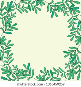 Green laurel wreath with leaves elements