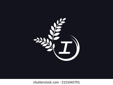Green laurel wreath logo vector and circle icon letter and alphabets design