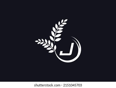 Diseño de letras y alfabetos del símbolo de la corona del laurel verde vectorial y del icono circular