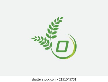 Green laurel wreath logo vector and circle icon letter and alphabets design