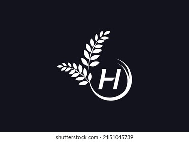 Diseño de letras y alfabetos del símbolo de la corona del laurel verde vectorial y del icono circular