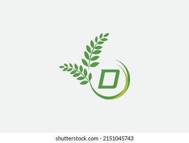 Green laurel wreath logo vector and circle icon letter and alphabets design