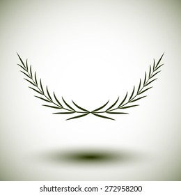 Green laurel wreath on white background, vector illustration.