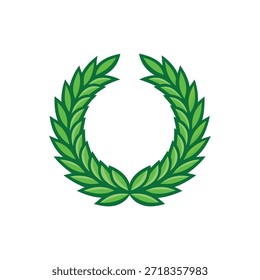 Corona de laurel verde, Vector, icono