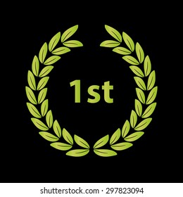 green laurel wreath vector symbol victory eps10