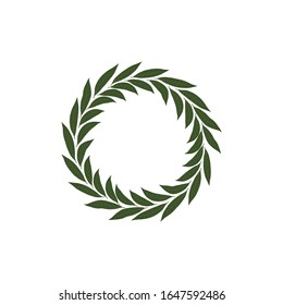 Green laurel wreath. The wreath of the winner. Vector illustration isolated on a white background.