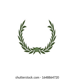 Green laurel wreath. The wreath of the winner. Vector illustration isolated on a white background.