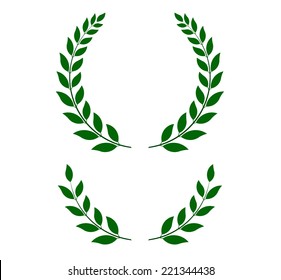 green laurel wreaths -  round and half for main emblem and bottom. Vector format, fully editable, you can change form and color.