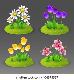 Green lawn with flowers