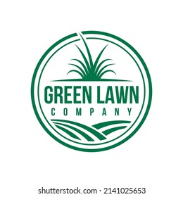 Green Lawn And Garden Care Company Creative Design. Vector Grass And Tree Icon Set For Landscaping Company